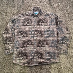 Sandy River deer nature button up long sleeve shirt